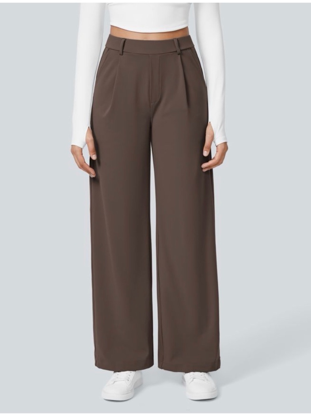 HALARA High-Rise Wide Leg Pants in Brown
